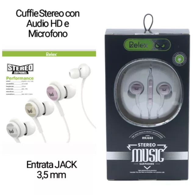 CUFFIE STEREO CON AUDIO HD E MICROFONO JACK 3.5 MM